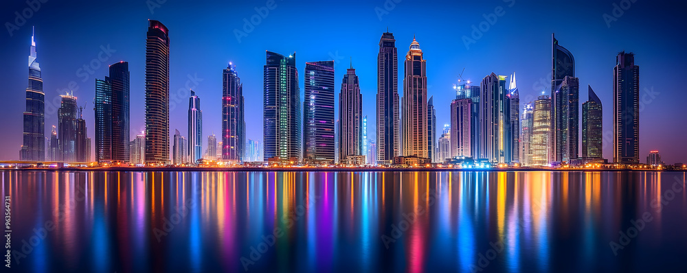Panoramic view of the City skyline at night Panoramic view of the City skyline at night