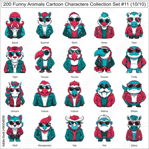 Funny Animals Cartoon Characters Collection Set of 200 Isolated Animals Part 10