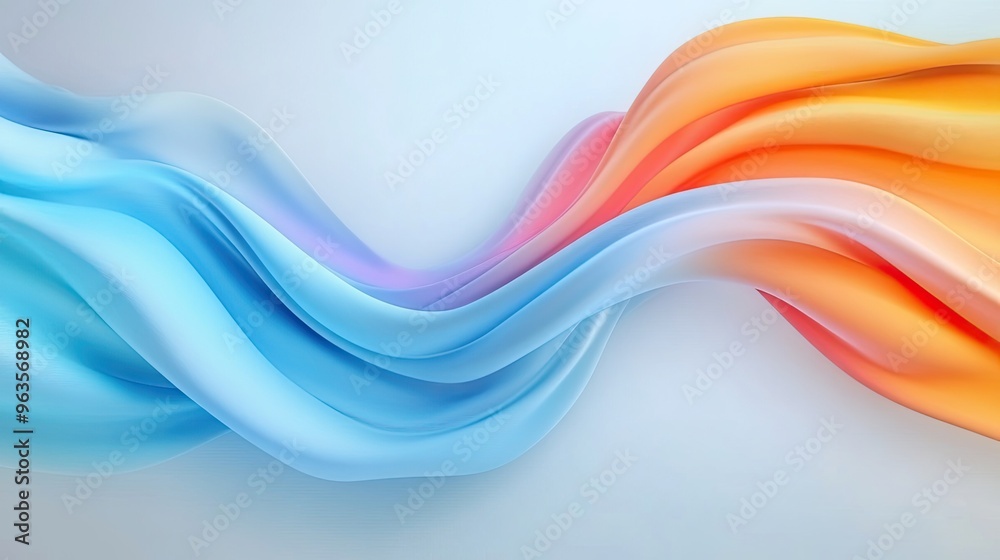 Elegant flow of soft waves in blue and orange hues, creating a serene and modern abstract background.