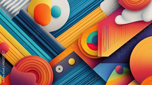 Vibrant abstract design featuring colorful shapes and lines, ideal for modern backgrounds or artistic projects.