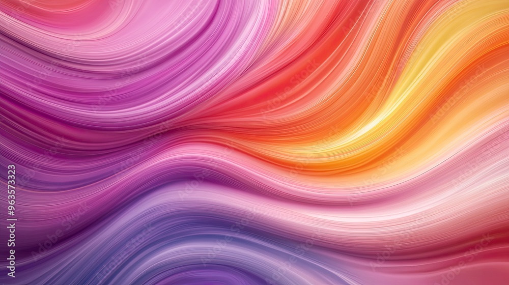 Vibrant and smooth wave patterns blend together, creating an abstract masterpiece in shades of pink, purple, orange, and yellow. Vibrant and smooth wave patterns blend together, creating an abstract masterpiece in shades of pink, purple, orange, and yellow.