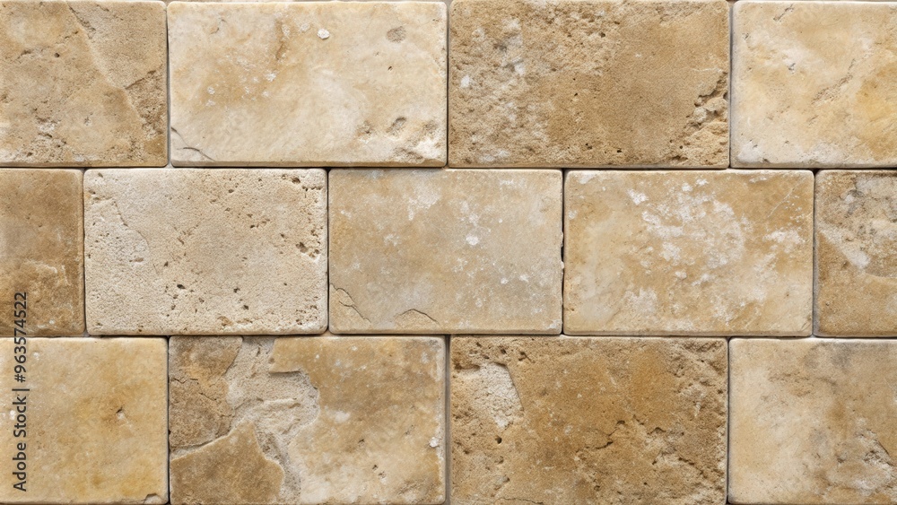 Obraz premium Tumbled travertine paver texture in beige, perfect for outdoor flooring