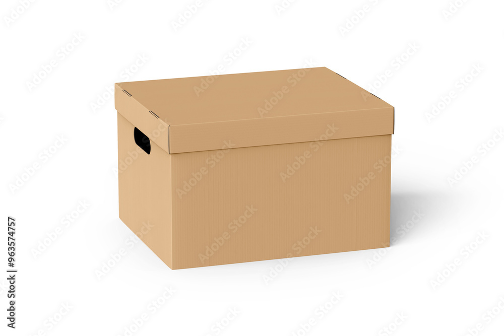 brown Cardboard box with lid isolated on white background. paper packaging mockup brown Cardboard box with lid isolated on white background. paper packaging mockup