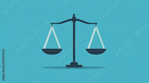 Justice scales with equal symbols on each side, equality before the law, flat design illustration photo