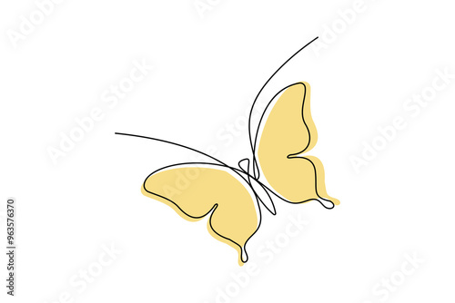 Continuous one line butterfly vector art illustration photo