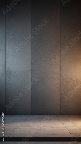 Empty concrete wall and floor background with spotlight.