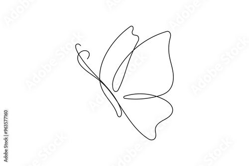 Continuous one line butterfly vector art illustration photo