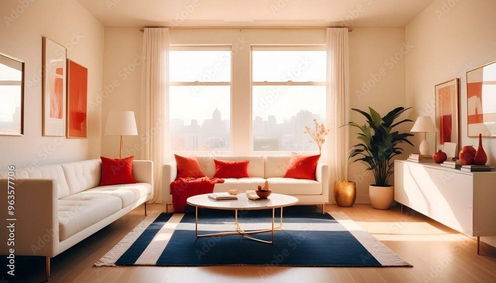 Fototapeta premium Photo interior modern design room 3d illustration