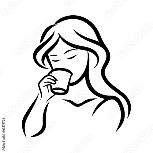 woman drinking coffee: morning ritual silhouette