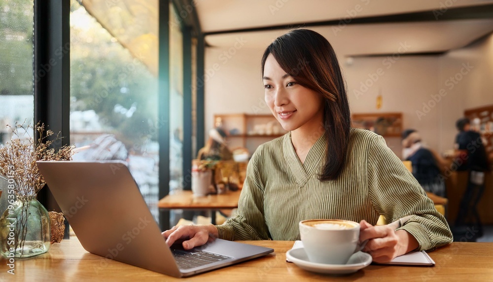 おしゃれなカフェでノートパソコンを使って仕事をしているアジア人女性(Asian woman working on laptop in stylish cafe)
おしゃれなカフェでノートパソコンを使って仕事をしているアジア人女性(Asian woman working on laptop in stylish cafe)