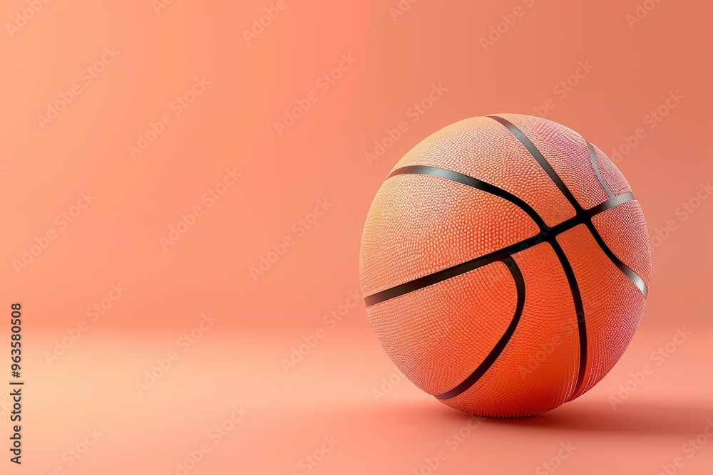 A vibrant basketball resting on a soft peach background, perfect for sports-themed projects and designs. A vibrant basketball resting on a soft peach background, perfect for sports-themed projects and designs.