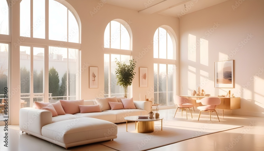 Fototapeta premium Photo interior modern design room 3d illustration