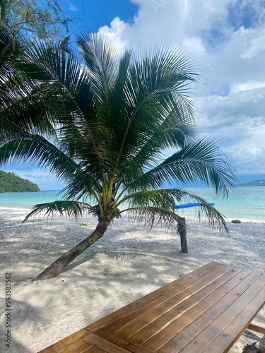 Scenic Village Walkway and Tropical Beach at Koh Rong, Cambodia