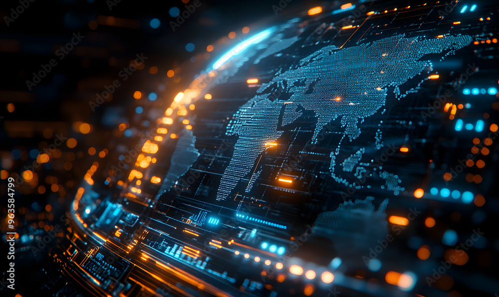 “Digital Globe with Data Streams and Global Connections”
“Digital Globe with Data Streams and Global Connections”