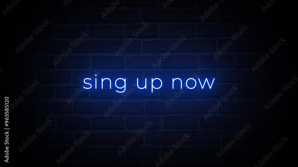 Sing Up Now neon glow text typography animation 4k video Sing Up Now neon glow text typography animation 4k video