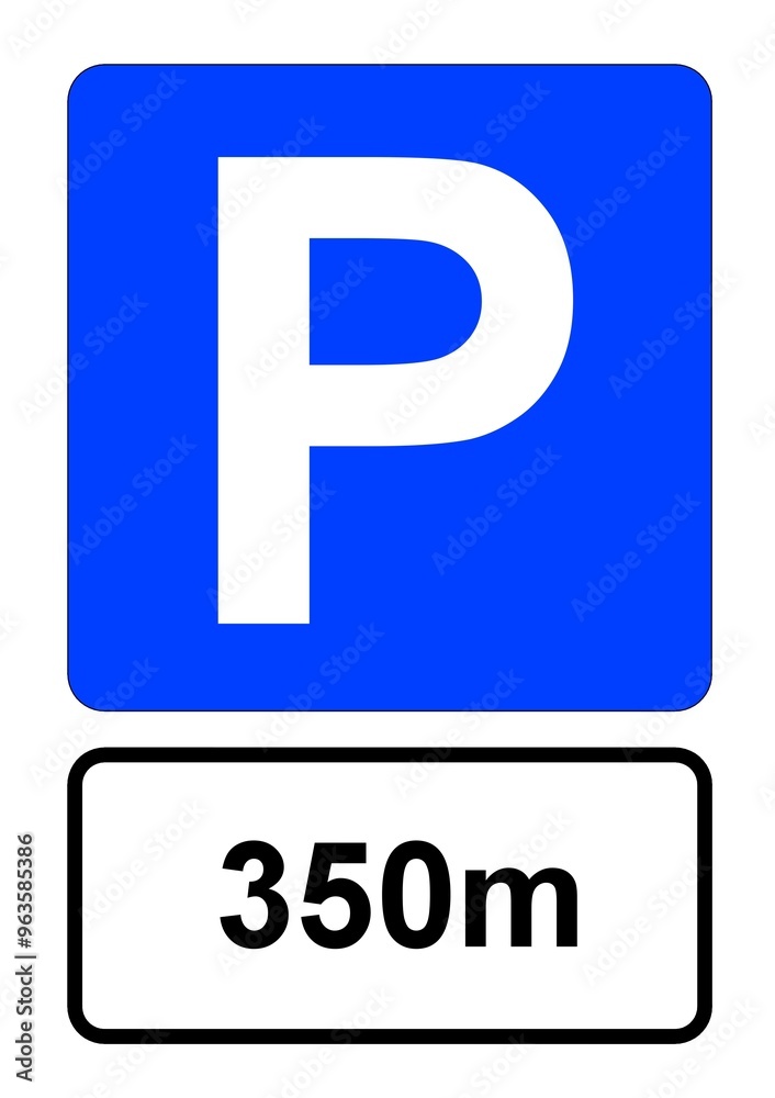 Illustration eines blauen Parkplatzschildes mit der Aufschrift Illustration eines blauen Parkplatzschildes mit der Aufschrift