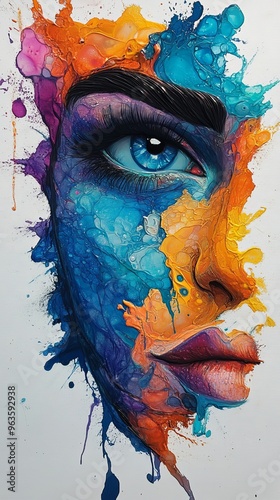 Ink drawn woman face