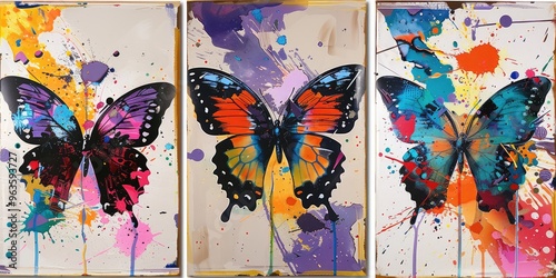 Butterfly Abstract Panels. AI generated illustration photo