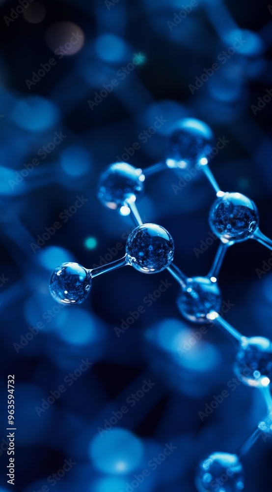 Abstract molecule structure on a blue background for scientific research and technology concepts Abstract molecule structure on a blue background for scientific research and technology concepts