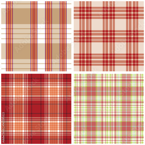 Vector tartan textile texture set.