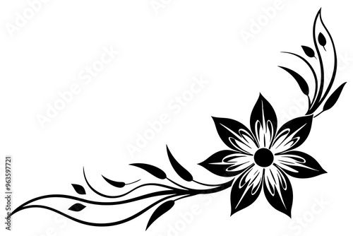 Flowers borders. Collection of design elements isolated on White background. Vector illustration