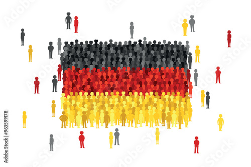 Vector Germany state flag formed by crowd of cartoon people