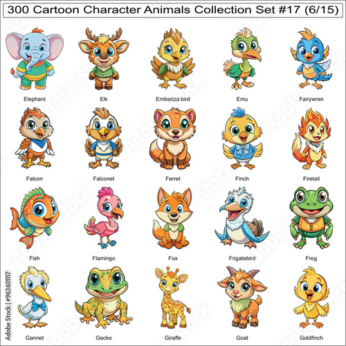Cartoon Character Animals Collection Set of 300 Isolated Animals Part 6