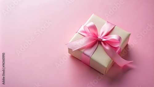 Surprise gift box with pink ribbon and bow on pastel background for special occasion celebration