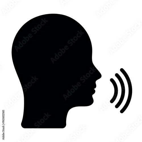 Silhouette of a person's head in conversation. Business. Voice command icon. New ideas. Imagination.