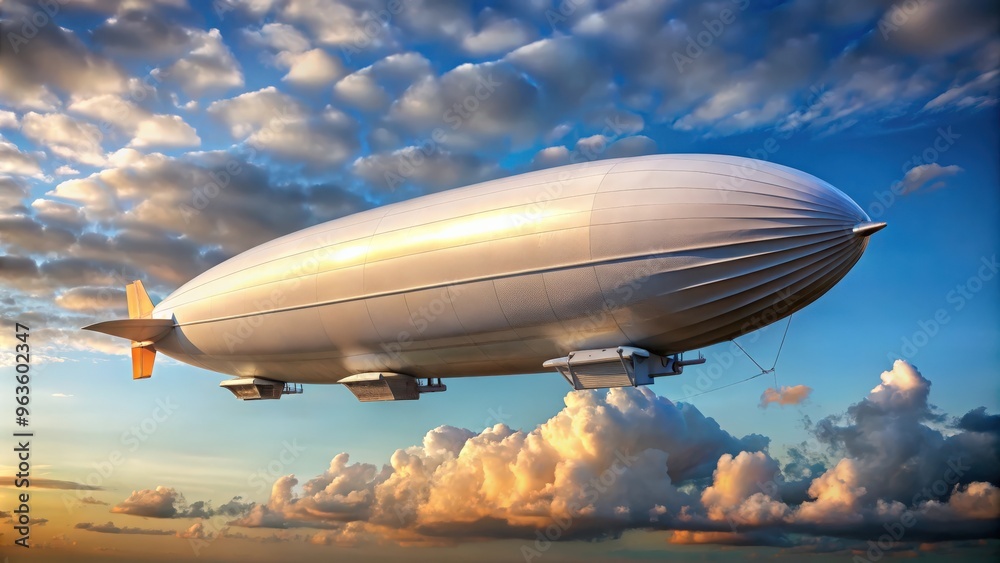 Fototapeta premium Advertising inflatable blank blimp airship floating in the sky render