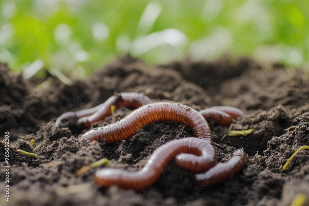 Close-Up of Earthworms in Fertile, Rich Soil Close-Up of Earthworms in Fertile, Rich Soil