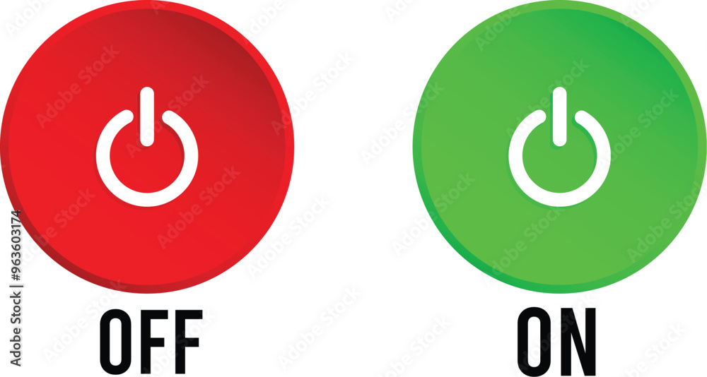 On off switch buttons icon set. power toggle vector buttons.eps10 On off switch buttons icon set. power toggle vector buttons.eps10