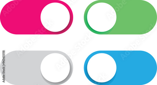 On off switch buttons icon set. power toggle vector buttons.eps10
