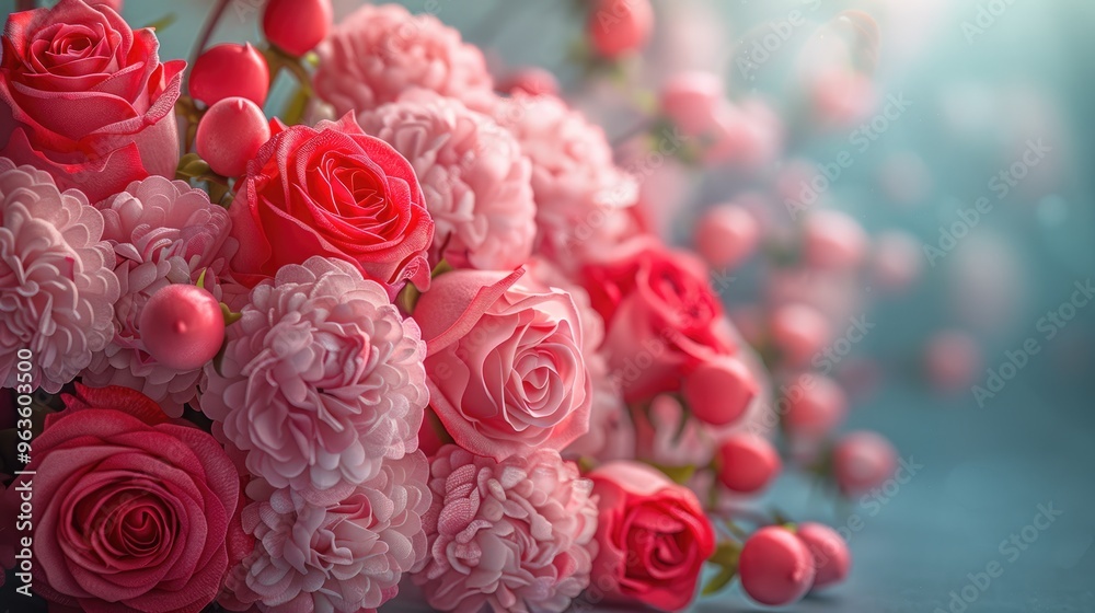 Background with a cluster of gentle pink roses, appropriate for a birthday or festive greeting card. Background with a cluster of gentle pink roses, appropriate for a birthday or festive greeting card.