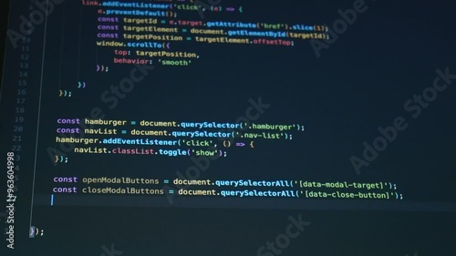 Low-angle close-up of JavaScript coding with Copilot