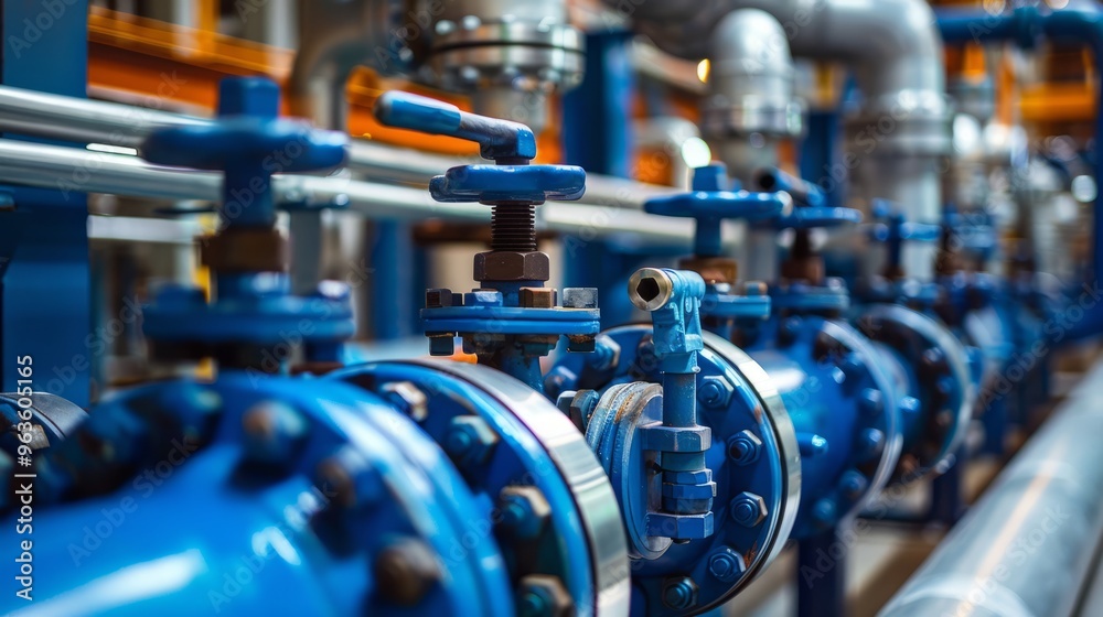 Fototapeta premium Oil and gas processing plant with pipe line valves --