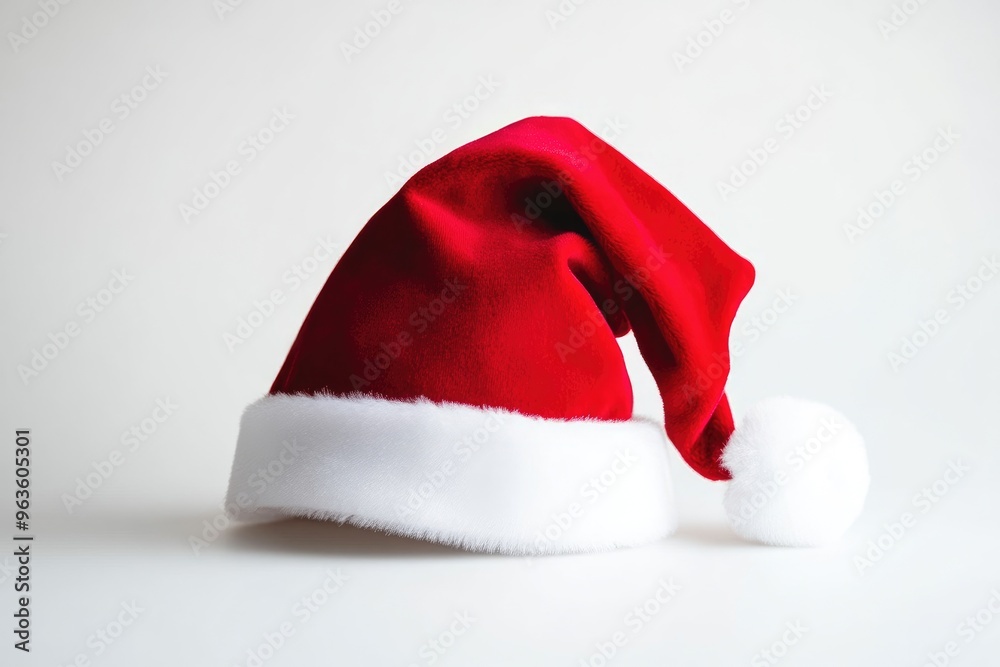 Festive Christmas Hat on Pure White Background Festive Christmas Hat on Pure White Background