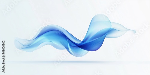 Digital abstract art featuring flowing blue shapes on a white background, gradient white background,
