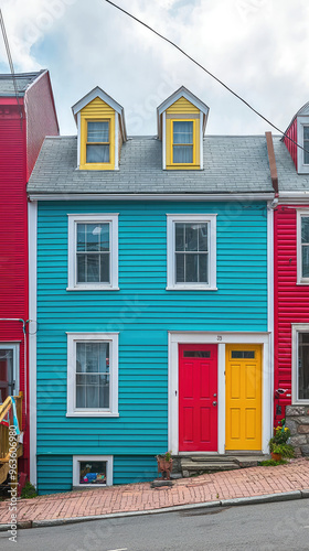 Charming colorful houses in St. John's Newfoundland, Canada.