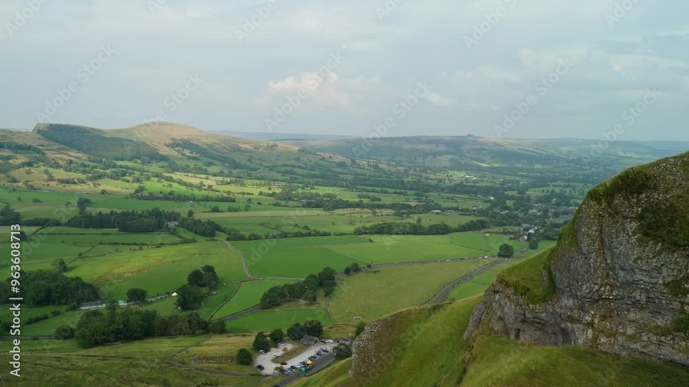 Aerial Drone View of Landscape at Peak District, UK. Bird eye views on the Scenic Landscapes around Mam Tor, Back Tor, Castleton, Peveril Castle, Winnats pass. Aerial Drone View of Landscape at Peak District, UK. Bird eye views on the Scenic Landscapes around Mam Tor, Back Tor, Castleton, Peveril Castle, Winnats pass.
