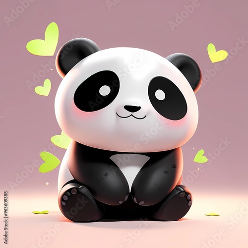 panda with a flower