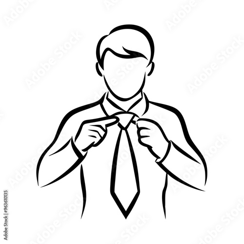 Man Tying Tie: Professional Preparation in Elegant Simplicity