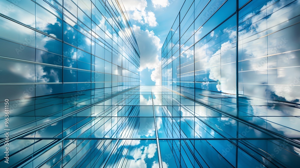 Reflection of Clouds in Modern Glass Building Facade Reflection of Clouds in Modern Glass Building Facade