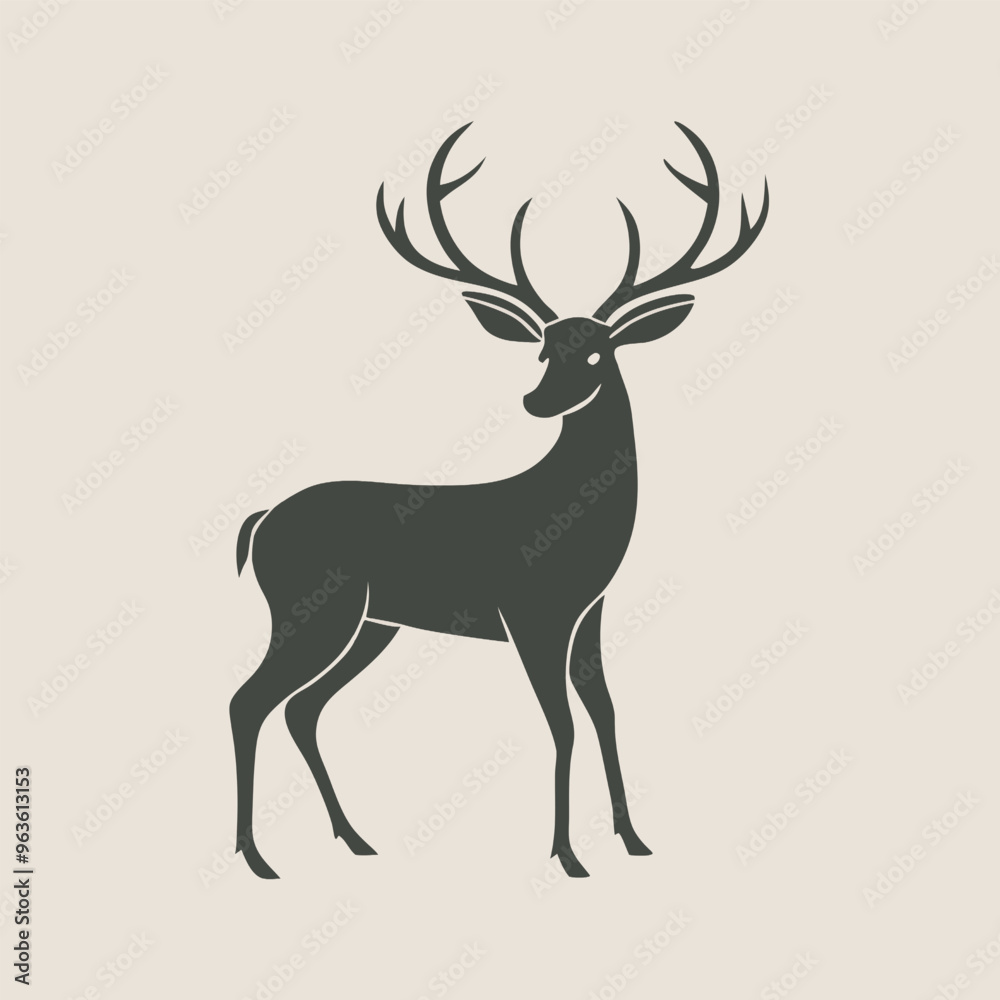 Obraz premium a black Deer vector illustration silhouette, isolated white background,