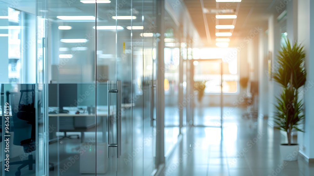 Glass Partitions and a Glimpse of an Office Interior Glass Partitions and a Glimpse of an Office Interior