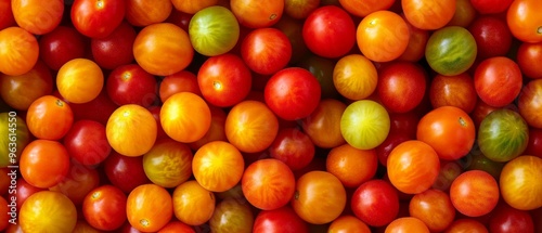 A bunch of red and orange tomatoes