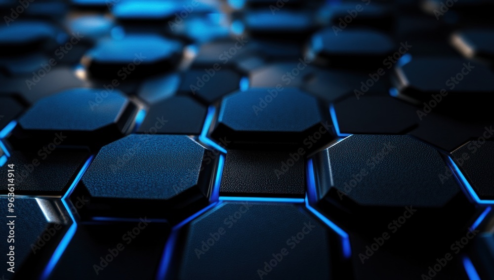 Obraz premium Abstract Geometric Pattern with Blue Glowing Lines