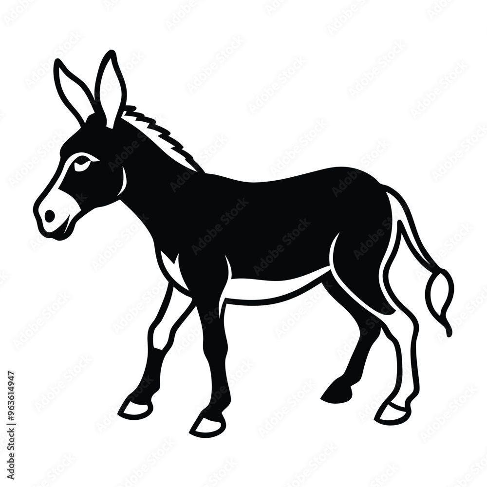 a jumping donkey Standing pose, vector silhouette illustration, isolated white background a jumping donkey Standing pose, vector silhouette illustration, isolated white background
