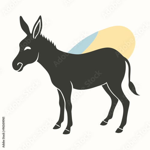 a jumping donkey Standing pose,  vector silhouette illustration, isolated white background  