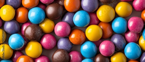 A bunch of colorful candy balls are piled on top of each other